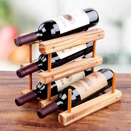 Eashaoo Weinregal, freistehend, Weinflaschenhalter aus Holz, stilvolle Flaschenaufbewahrung für Küche, Bar oder Arbeitsplatte (2 Ebenen, 2 Flaschen, dunkel) von Eashaoo