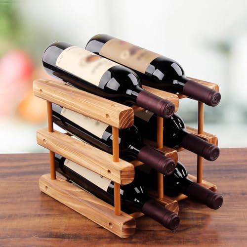 Eashaoo Weinregal, freistehend, Weinflaschenhalter aus Holz, stilvoller Flaschen-Aufbewahrungs-Organizer für Küche, Bar oder Arbeitsplatte (2-6 Flaschen, dunkel) von Eashaoo