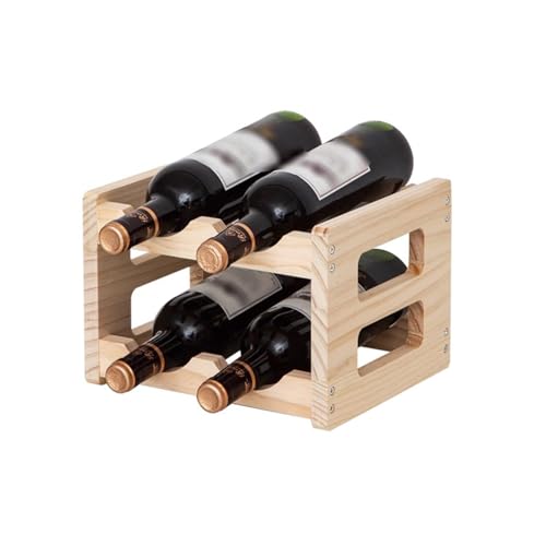 Eashaoo Weinregal aus Holz, freistehend, Organizer für Küche, Bar oder Arbeitsplatte, stilvolle Weinaufbewahrungsregale für Zuhause (2 Etagen, 4 Flaschen) von Eashaoo