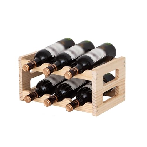 Eashaoo Weinregal aus Holz, freistehend, Organizer für Küche, Bar oder Arbeitsplatte, stilvolle Weinaufbewahrungsregale für Zuhause (2 Etagen, 6 Flaschen) von Eashaoo
