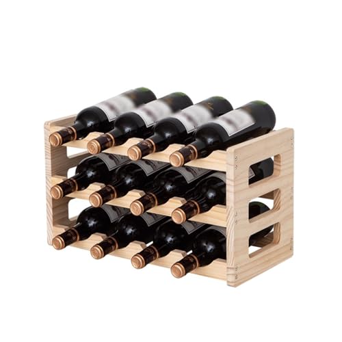 Eashaoo Weinregal aus Holz, freistehend, Organizer für Küche, Bar oder Arbeitsplatte, stilvolle Weinaufbewahrungsregale für Zuhause (3 Etagen, 12 Flaschen) von Eashaoo