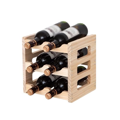 Eashaoo Weinregal aus Holz, freistehend, Organizer für Küche, Bar oder Arbeitsplatte, stilvolle Weinaufbewahrungsregale für Zuhause (3 Etagen, 6 Flaschen) von Eashaoo