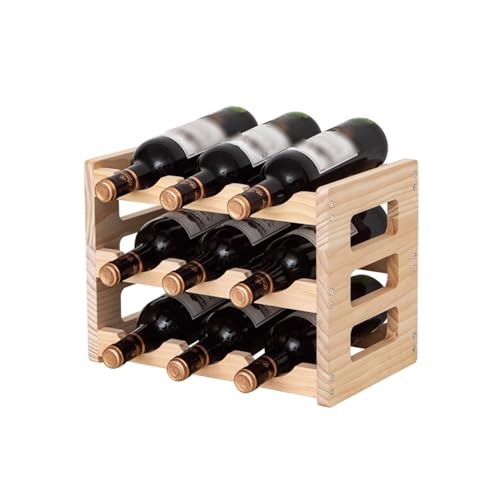 Eashaoo Weinregal aus Holz, freistehend, Organizer für Küche, Bar oder Arbeitsplatte, stilvolle Weinaufbewahrungsregale für Zuhause (3 Etagen, 9 Flaschen) von Eashaoo