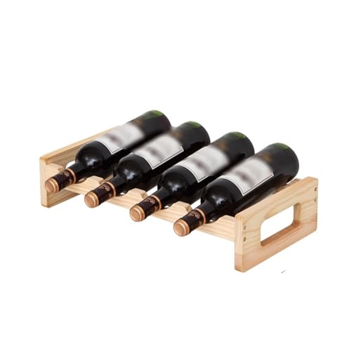 Eashaoo Weinregal aus Holz, freistehend, für Küche, Bar oder Arbeitsplatte, stilvolle Weinaufbewahrungsregale für Zuhause (1 Ebene - 4 Flaschen) von Eashaoo