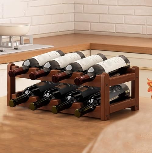 Eashaoo Weinregal aus Holz, kleiner Wasserflaschenhalter, freistehend, Glasflaschen, Ausstellungsregale für Zuhause, Küche, Speisekammer und Bar, Arbeitsplatte (2 Etagen, 43 x 23,5 x 15 cm) von Eashaoo