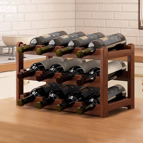 Eashaoo Weinregal aus Holz, kleiner Wasserflaschenhalter, freistehend, Glasflaschen, Ausstellungsregale für Zuhause, Küche, Speisekammer und Bar, Arbeitsplatte (3 Etagen, 43 x 23,5 x 25 cm) von Eashaoo