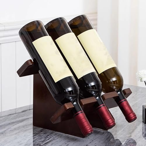 Weinregal aus Holz für Arbeitsplatte, Bar, Weinflaschenhalter mit einfacher Montage, freistehendes Flaschenregal mit 3/4/5 Schlitzen (27 x 19,5 x 22,5 cm) von Eashaoo
