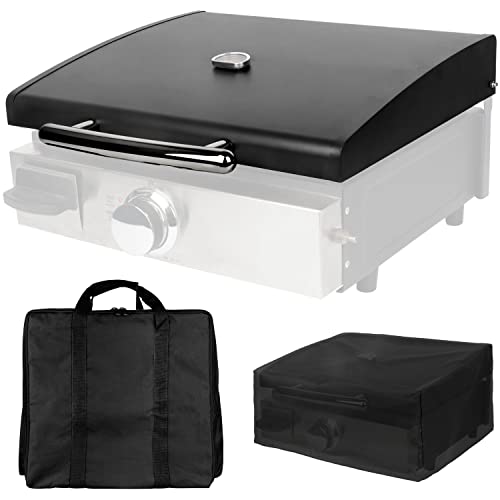 5010 Harte Abdeckhaube mit Temperaturanzeige für Blackstone 43,2 cm Tischplatte, Fettbecher und robuste Grillabdeckung und Tasche für Blackstone 43,2 cm Tischplatte von EasiBBQ