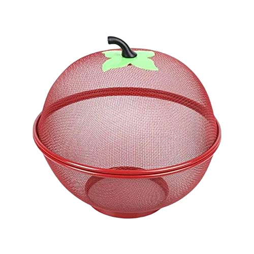 Apfelförmiger Obstkorb Mesh Obsthalter Überdachte Obstschale für Küchentheke Mesh Obsthalter Obstaufbewahrung Abflusskorb Gemüse Aufbewahrungshalter für Obst & Gemüse (Rot) von Easnea