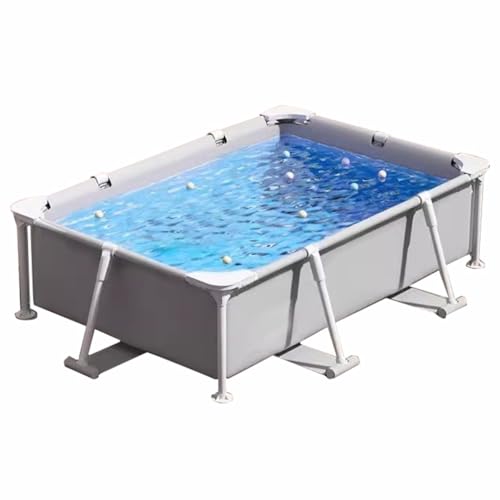 Easnuroz 150-300cm Rahmen Pool Rechteckiger Oberirdischer Pool Aus Metall Garten-Aktivitäts-Schwimmbecken Für Erwachsene - 3-Schicht-PVC-Laminatmaterial, Inklusive Reparaturflicken(259 * 170 * 61cm) von Easnuroz