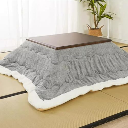 Easnuroz Kotatsu-Heiztisch-Set 80/120 cm, 4-teiliges Tatami-Kotatsu-Set, Quadratischer Kotatsu-Tisch Fürs Wohnzimmer, Steppdecke + Bodenmatte + Tisch + Heizung(120 * 80 * 45cm) von Easnuroz