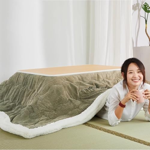 Easnuroz Kotatsu-Heiztisch-Set 80/120 cm Japanisches Futon-Set Kotatsu- Und Futon-Sets Im Japanischen Stil Heizgeräte Für Den Innenbereich(Green-A,105 * 75 * 40cm) von Easnuroz