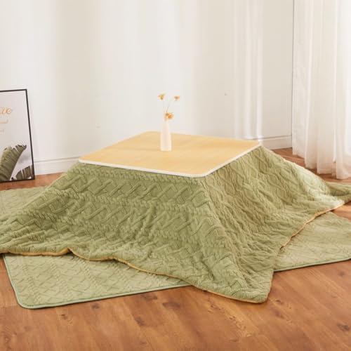 Easnuroz Kotatsu-Heiztisch-Set 80/120 cm Japanisches Futon-Set Kotatsu- Und Futon-Sets Im Japanischen Stil Heizgeräte Für Den Innenbereich(Green-B,75 * 75 * 40cm) von Easnuroz