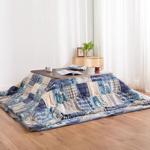 Easnuroz Kotatsu-Wärmetisch-Set 80/120 cm Kotatsu-Tisch Mit Heizstrahler Und Decke, Warmes Tatami-Tisch-Set Hängeheizung Im Winter-Wohnzimmer(120 * 80 * 45cm) von Easnuroz