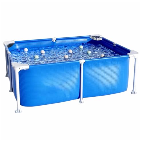 Easnuroz Rahmen Pools 120/150/180cm Metall Rechteckiges Schwimmbad Faltbar Home Stand Frame Schwimmbad for Hinterhof Indoor & Outdoor Einfach Zu Montieren(120 * 92 * 33cm) von Easnuroz
