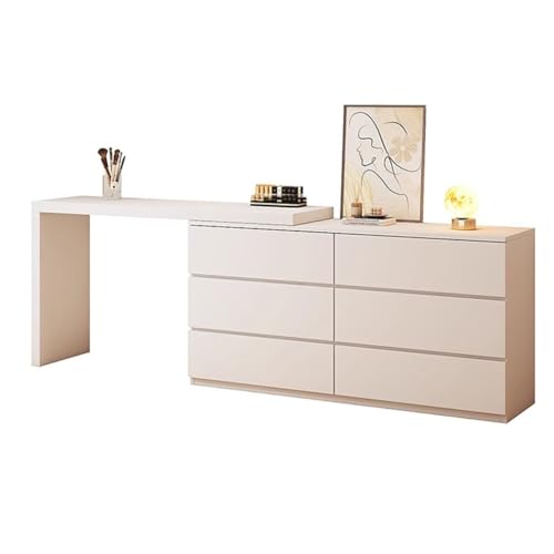 Easnuroz Schminktisch Moderner Frisiertisch Mit 6 Schubladen Teleskop-Schminktisch Eck-Schminktisch Mit Kommode Schminktisch Und Schreibtisch Im Schlafzimmer(120-120 * 40 * 70cm) von Easnuroz