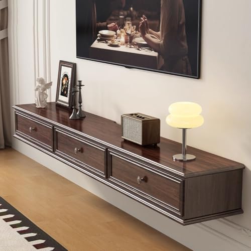 Easnuroz Schwebender TV-Ständer 140–240 cm Großer TV-Wandschrank Im Amerikanischen Stil TV-Konsole, Schwebender TV-Schrank Große TV-Bank Mit Stauraum Unter Dem Fernseher(Brown,220 * 24 * 20cm) von Easnuroz