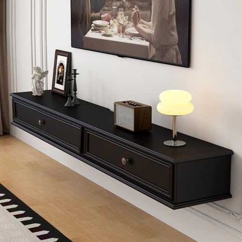 Easnuroz Schwebender TV-Ständer 140–240 cm Großer TV-Wandschrank Im Amerikanischen Stil TV-Konsole, Schwebender TV-Schrank Große TV-Bank Mit Stauraum Unter Dem Fernseher(Schwarz,140 * 24 * 20cm) von Easnuroz