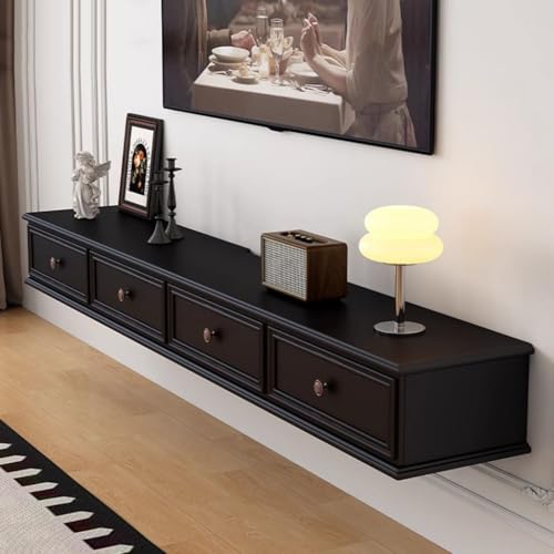 Easnuroz Schwebender TV-Ständer 140–240 cm Großer TV-Wandschrank Im Amerikanischen Stil TV-Konsole, Schwebender TV-Schrank Große TV-Bank Mit Stauraum Unter Dem Fernseher(Schwarz,220 * 24 * 20cm) von Easnuroz
