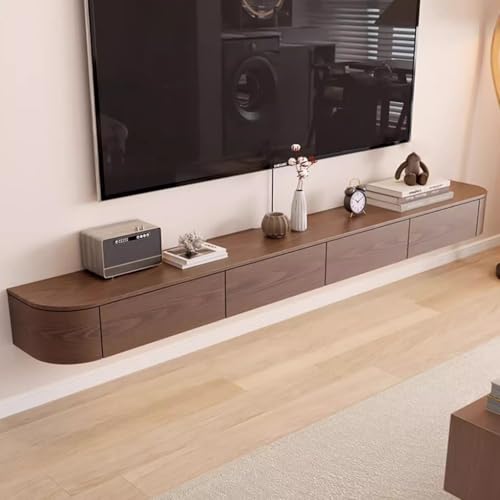 Easnuroz Schwebender TV-Ständer Wandmontierter TV-Schrank Mit Tür Schwebende Regale Mit Tür Multimedia-Lagerregal Große TV-Bank for Wohnzimmer & Büro(Brown,240 * 20 * 30cm) von Easnuroz
