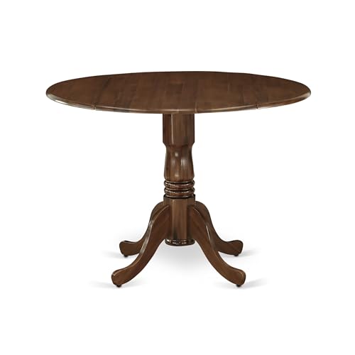 East West Furniture DLT-AWA-TP Dublin Esszimmertisch – eine runde Massivholz-Tischplatte mit Dropleaf und Sockelboden, 107 x 107 cm, Walnuss East West Furniture DLT-AWA-TP Dublin Esszimmertisch – eine runde Massivholz-Tischplatte mit Dropleaf und Sockelboden, 107 x 107 cm, Walnuss von East West Furniture