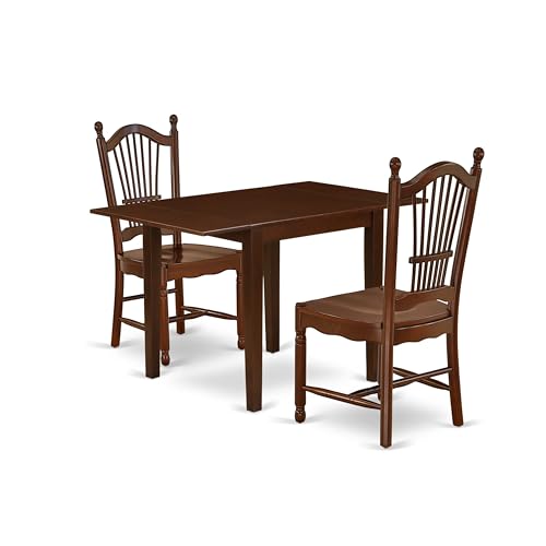 East West Furniture NDDO3-MAH-W 3-teiliges Esszimmer-Set enthält einen rechteckigen Esszimmertisch mit Dropleaf und 2 Küchenstühlen, 76,2 x 121,9 cm, Mahagoni East West Furniture NDDO3-MAH-W 3-teiliges Esszimmer-Set enthält einen rechteckigen Esszimmertisch mit Dropleaf und 2 Küchenstühlen, 76,2 x 121,9 cm, Mahagoni von East West Furniture