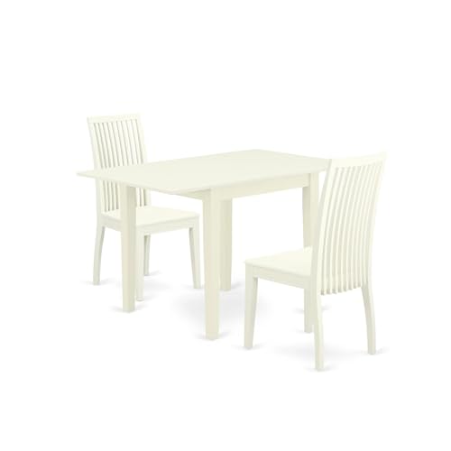 East West Furniture NDIP3-LWH-W 3-teiliges Esstisch-Set enthält einen rechteckigen Esstisch mit Dropleaf und 2 Küchenstühlen, 76,2 x 121,9 cm, Leinenweiß East West Furniture NDIP3-LWH-W 3-teiliges Esstisch-Set enthält einen rechteckigen Esstisch mit Dropleaf und 2 Küchenstühlen, 76,2 x 121,9 cm, Leinenweiß von East West Furniture