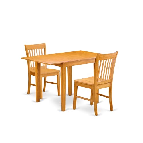 East West Furniture NDNO3-OAK-W 3-teiliges Küchentisch-Set für kleine Räume, enthält einen rechteckigen Esstisch mit Dropleaf und 2 Esszimmerstühlen, 76,2 x 121,9 cm, Eiche East West Furniture NDNO3-OAK-W 3-teiliges Küchentisch-Set für kleine Räume, enthält einen rechteckigen Esstisch mit Dropleaf und 2 Esszimmerstühlen, 76,2 x 121,9 cm, Eiche von East West Furniture