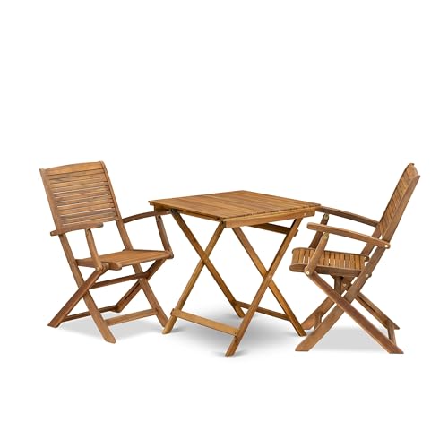 East West Furniture SEHD3CANA Selma 3-teiliges Terrassen-Bistro-Set enthält einen quadratischen Couchtisch aus Akazienholz und 2 Klappsessel, 66 x 66 cm, natürliches Öl East West Furniture SEHD3CANA Selma 3-teiliges Terrassen-Bistro-Set enthält einen quadratischen Couchtisch aus Akazienholz und 2 Klappsessel, 66 x 66 cm, natürliches Öl von East West Furniture