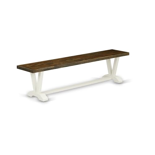 East West Furniture VB077 Moderne Esszimmerbank im V-Stil mit Holzsitz, 183 x 38 x 45 cm von East West Furniture