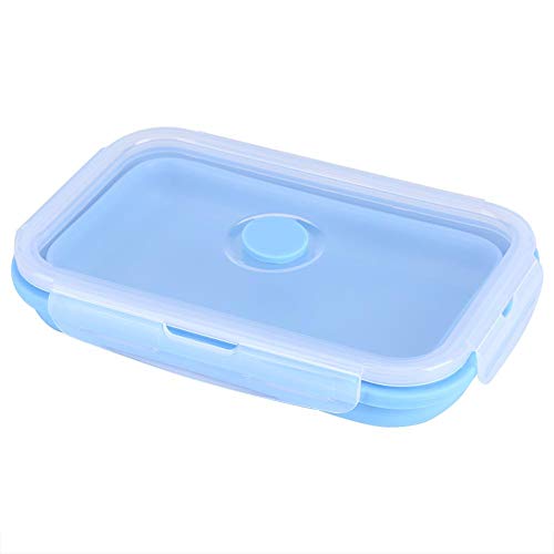 Lebensmittelbehälter, 800 ml zusammenklappbarer tragbarer Lunchbox-Behälter aus Silikon Faltbarer Aufbewahrungsbehälter für Lebensmittel(Himmelblau) von East buy