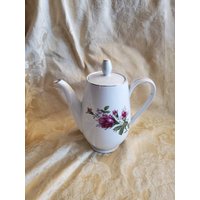 6 Tasse, Moss Rose Fine China, Jlmenau Tee - Oder Kaffeekanne, Made in Vintage Tee-Servierwerkzeug, Dunkelrosa Blumenmuster von EastIdahoCompany