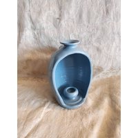 Baby Blue Keramik, Krug Stil Kerzenhalter, Old World Style, Beleuchtungsfunktion, Vintage Home Decor von EastIdahoCompany