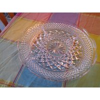 Diamond Design Gerüschtes Pressed Klarglas Relish Tablett Oder Servierschale von EastIdahoCompany