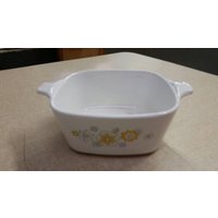 Fester Weißer Kleiner Pyrex-Frühlingsstrauß-Auflaufform-Auflaufform 2 3/4 Tasse-Servierglas-Sammlerstück-Küchen-Dekor von EastIdahoCompany