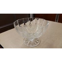 Große Wexford Glas Diamant Punkt Klar Sockel Dish Kompott/Candy Dish/Mittelstück Dekor von EastIdahoCompany