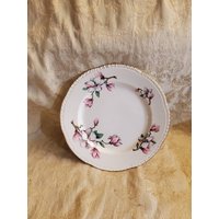 Homer Laughlin, 30 cm, Hartriegel Muster, Lunchteller Mit Liberty Form, Rosa/Weiße Blumen, Vintage Servierteller von EastIdahoCompany