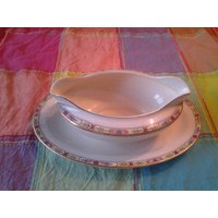 Mid Century Homer Laughlin Befestigte China Sauciere Mit Rosa Rosen Mid Century Homer Laughlin Befestigte China Sauciere Mit Rosa Rosen von EastIdahoCompany