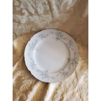 Mikasa Fine China, Barbizon, 25 cm Großer Teller, Blaue Blumen, Graue Blätter, Platinverzierung, Cottage Style Dish von EastIdahoCompany