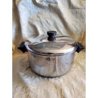 Revere Ware, 93 F, 4.5 Quart Dutch Oven, Großer Chrom Kochtopf Mit Deckel, Vintage Küche von EastIdahoCompany