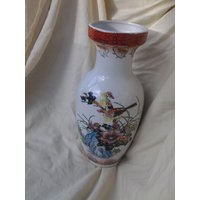 Sammler Porzellan Oriental Weiß Und Orange 10 Zoll Vase Mit Vogel Design Home Decor Sammler Porzellan Oriental Weiß Und Orange 10 Zoll Vase Mit Vogel Design Home Decor von EastIdahoCompany