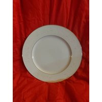 Sango China, Florence 3646, 30, 5 cm Dinner - Oder Chop-Teller, Weiß, Graue Schriftrollen, Glatt von EastIdahoCompany