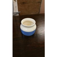 Seltene Universalkeramik, Denim Blau Und Creme, Einzelportion, Kleiner Bohnentopf Oder Servierschale von EastIdahoCompany