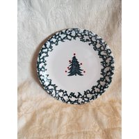 Tienshan Folk Craft Winterwunderland, Steingut Geschirr, Weihnachtsbaum, 7, 5 Zoll Salatteller, Grüner Schwamm, Alltagsteller von EastIdahoCompany