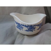 Vintage China Blue Flower Flow Style White 2 Griffe Servierschale von EastIdahoCompany