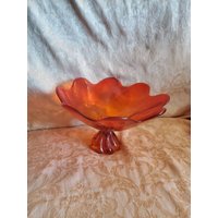 Wikinger Amberina Glas, Blütenblatt Form, Fuß Servierschale Dekorative Haus Orange Und Rote Glasschale, Dessertschale von EastIdahoCompany