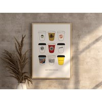 Tynemouth & Whitley Bay Kaffeetassen - Druck Illustration Poster von EastLondonPrints