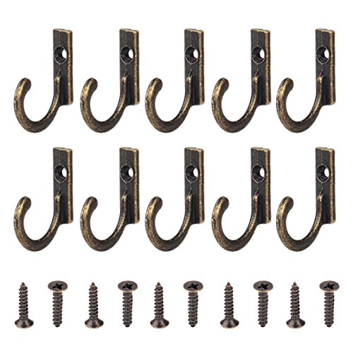 Eastar 10 Stück Antik Messing Bronze Wandtürschlüssel Kleiderbügel Hut Kleidersack Kleiderhaken Vintage Decorative Small Hangings 21x7x22mm (Fulfilled by Seller) von Eastar