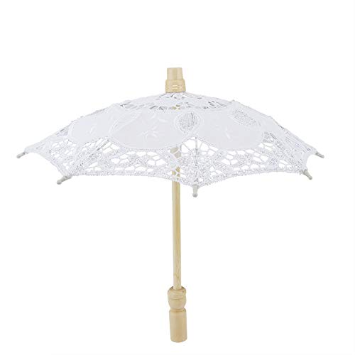 Eastbuy Spitzenschirm - Bridal Umbrella Lace Baumwolle Stickerei handgefertigten Sonnenschirm Hochzeit Supply (weiß) (Farbe : Weiß) von Eastbuy