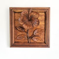 Blumen Handgeschnitzte Holz Wand Kunst Skulptur Dekoration Natur Garten - Perfektes Saisonales Geschenk von Easternada